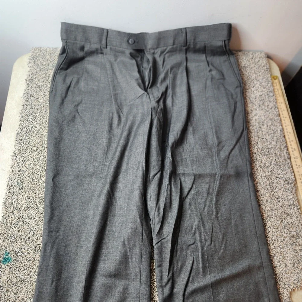 Stafford Pants Mens 40x32 Classic Fit Dress Slacks Gray Wool Polyester‎